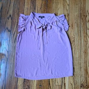 Pink Ruffle Sleeve Blouse with Bow Tie